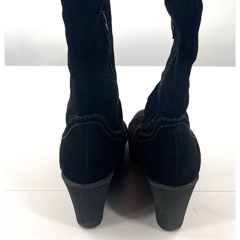 EUROSOFT BY SOFFT Women's Black Leather Suede Partial Zip Wedge Tall Boot 9M - Picture 4 of 7